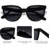 image:imageSOJOS Trendy Cat Eye Round Polarized Sunglasses for Women Fashion UV Protection Sunnies Sunglasses SJ2175Dark Black
