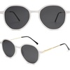 image:imageSOJOS Trendy Designer Hexagon Round Sunglasses for Women Fashion Big Shades Geometric Women Sunglasses SJ2181White
