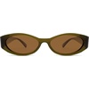 image:imageSOJOS Trendy Oval Polarized Sunglasses Womens Retro Narrow Chic Thin Y2k Sunnies SJ2364Olive GreenBrown
