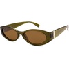 image:imageSOJOS Trendy Oval Polarized Sunglasses Womens Retro Narrow Chic Thin Y2k Sunnies SJ2364Olive GreenBrown