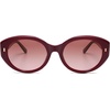 image:imageSOJOS Trendy Oval Polarized Sunglasses for Women Classic Round Retro UV Protection Shade SJ2675Dark Red Frame Red Grading Lens