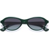 image:imageSOJOS Trendy Oval Polarized Sunglasses for Women Retro Cateye Chic Shades Sunnies SJ2653Green Frame Grey Grading Lens