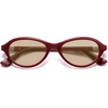 image:imageSOJOS Trendy Oval Polarized Sunglasses for Women Retro Cateye Chic Shades Sunnies SJ2653Red Frame Brown Lens