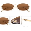 image:imageSOJOS Trendy Oval Rimless Sunglasses for Women Retro Y2k Sunnies with Rhinestones SJ1227GoldBrown