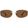 image:imageSOJOS Trendy Oval Sunglasses for WomenFashion Rimless Metal Sun Glasses Y2K Style UV400 Protected SJ1271Brown