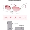 image:imageSOJOS Trendy Oval Sunglasses for WomenFashion Rimless Metal Sun Glasses Y2K Style UV400 Protected SJ1271Burgundy