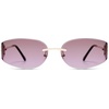 image:imageSOJOS Trendy Oval Sunglasses for WomenFashion Rimless Metal Sun Glasses Y2K Style UV400 Protected SJ1271Purple