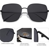 image:imageSOJOS Trendy Oversized Square Metal Frame Sunglasses for Women Men Retro Big Flat Lens UV Protection Sunglasses SJ1146BlackGrey