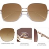 image:imageSOJOS Trendy Oversized Square Metal Frame Sunglasses for Women Men Retro Big Flat Lens UV Protection Sunglasses SJ1146GoldGradient Brown