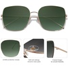 image:imageSOJOS Trendy Oversized Square Metal Frame Sunglasses for Women Men Retro Big Flat Lens UV Protection Sunglasses SJ1146GoldGradient Greyishgreen