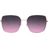 image:imageSOJOS Trendy Oversized Square Metal Frame Sunglasses for Women Men Retro Big Flat Lens UV Protection Sunglasses SJ1146GoldGradient Greyishpurple