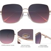 image:imageSOJOS Trendy Oversized Square Metal Frame Sunglasses for Women Men Retro Big Flat Lens UV Protection Sunglasses SJ1146GoldGradient Greyishpurple