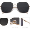 image:imageSOJOS Trendy Oversized Square Metal Frame Sunglasses for Women Men Retro Big Flat Lens UV Protection Sunglasses SJ1146GoldGrey