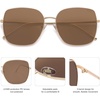 image:imageSOJOS Trendy Oversized Square Metal Frame Sunglasses for Women Men Retro Big Flat Lens UV Protection Sunglasses SJ1146GoldRetro Brown