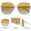 image:imageSOJOS Trendy Oversized Square Metal Frame Sunglasses for Women Men Retro Big Flat Lens UV Protection Sunglasses SJ1146Light GunGradient Yellowishbrown