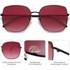 image:imageSOJOS Trendy Oversized Square Metal Frame Sunglasses for Women Men Retro Big Flat Lens UV Protection Sunglasses SJ1146Matte BlackGradient Burgundy