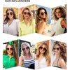 image:imageSOJOS Trendy Oversized Square Metal Frame Sunglasses for Women Men Retro Big Flat Lens UV Protection Sunglasses SJ1146Matte BlackGradient Burgundy
