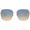 image:imageSOJOS Trendy Oversized Square Metal Frame Sunglasses for Women Men Retro Big Flat Lens UV Protection Sunglasses SJ1146Rose GoldGradient Bluishbrown