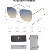 image:imageSOJOS Trendy Oversized Square Metal Frame Sunglasses for Women Men Retro Big Flat Lens UV Protection Sunglasses SJ1146Rose GoldGradient Bluishbrown