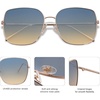 image:imageSOJOS Trendy Oversized Square Metal Frame Sunglasses for Women Men Retro Big Flat Lens UV Protection Sunglasses SJ1146Rose GoldGradient Bluishbrown
