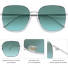 image:imageSOJOS Trendy Oversized Square Metal Frame Sunglasses for Women Men Retro Big Flat Lens UV Protection Sunglasses SJ1146SilverGradient Bluishgreen