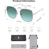 image:imageSOJOS Trendy Oversized Square Metal Frame Sunglasses for Women Men Retro Big Flat Lens UV Protection Sunglasses SJ1146SilverGradient Bluishgreen