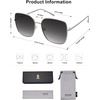image:imageSOJOS Trendy Oversized Square Metal Frame Sunglasses for Women Men Retro Big Flat Lens UV Protection Sunglasses SJ1146SilverGradient Grey