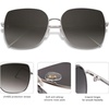 image:imageSOJOS Trendy Oversized Square Metal Frame Sunglasses for Women Men Retro Big Flat Lens UV Protection Sunglasses SJ1146SilverGradient Grey