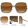 image:imageSOJOS Trendy Oversized Square Metal Frame Sunglasses for Women Men Retro Big Flat Lens UV Protection Sunglasses SJ1146TortoiseGradient Brown