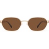 image:imageSOJOS Trendy Polarized Hexagon Sunglasses for Women Men UV400 Retro Rectangle Shades SJ1238GoldBrown