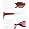 image:imageSOJOS Trendy Polarized Oval Sunglasses for Women Retro Chic 90s Shades Lightweight Sunnies SJ2656Red Frame Red Grading Lens