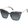 image:imageSOJOS Trendy Polarized Sunglasses For Women Retro Womens Oversized Square Cat Eye Sun Glasses UV Protection SJ2206Blue Pattern FrameDark Blue Grading Lens