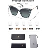 image:imageSOJOS Trendy Polarized Sunglasses For Women Retro Womens Oversized Square Cat Eye Sun Glasses UV Protection SJ2206Blue Pattern FrameDark Blue Grading Lens