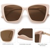 image:imageSOJOS Trendy Polarized Sunglasses For Women Retro Womens Oversized Square Cat Eye Sun Glasses UV Protection SJ2206Light Beige FrameBrown Lens