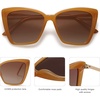 image:imageSOJOS Trendy Polarized Sunglasses For Women Retro Womens Oversized Square Cat Eye Sun Glasses UV Protection SJ2206Milky Orange FrameBrown Grading Lens
