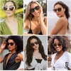 image:imageSOJOS Trendy Polarized Sunglasses For Women Retro Womens Oversized Square Cat Eye Sun Glasses UV Protection SJ2206Yellow Tortoise FrameBrown Grading Green Lens