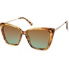 image:imageSOJOS Trendy Polarized Sunglasses For Women Retro Womens Oversized Square Cat Eye Sun Glasses UV Protection SJ2206Yellow Tortoise FrameBrown Grading Green Lens