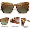 image:imageSOJOS Trendy Polarized Sunglasses For Women Retro Womens Oversized Square Cat Eye Sun Glasses UV Protection SJ2206Yellow Tortoise FrameBrown Grading Green Lens