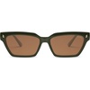 image:imageSOJOS Trendy Polarized Sunglasses Womens Men Retro Vintage 90s Cute Cat Eye Narrow Sun Glasses SJ2381Green Frame Brown Lens
