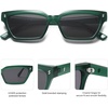 image:imageSOJOS Trendy Polarized Sunglasses Womens Men Retro Vintage 90s Cute Cat Eye Narrow Sun Glasses SJ2381Green Frame Grey Lens