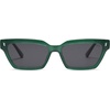 image:imageSOJOS Trendy Polarized Sunglasses Womens Men Retro Vintage 90s Cute Cat Eye Narrow Sun Glasses SJ2381Green Frame Grey Lens