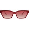 image:imageSOJOS Trendy Polarized Sunglasses Womens Men Retro Vintage 90s Cute Cat Eye Narrow Sun Glasses SJ2381Red Frame Grading Red Lens