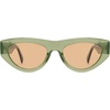 image:imageSOJOS Trendy Polarized Sunglasses Womens Retro Vintage 90s Cute Cat Eye Sun Glasses SJ2614Green Frame Light Brown Lens