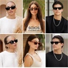 image:imageSOJOS Trendy Rectangle Cateye Polarized Sunglasses Womens Mens Retro Small Narrow Flat Top Sunnies SJ2354BlackPurple Tint