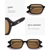image:imageSOJOS Trendy Rectangle Polarized Sunglasses Womens Mens Small Retro Fashion Thin Slim Square Sunnies SJ2610Black  Brown