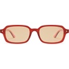image:imageSOJOS Trendy Rectangle Polarized Sunglasses Womens Mens Small Retro Fashion Thin Slim Square Sunnies SJ2610Red  Brown