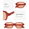 image:imageSOJOS Trendy Rectangle Polarized Sunglasses Womens Mens Small Retro Fashion Thin Slim Square Sunnies SJ2610Red  Brown