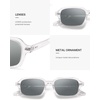 image:imageSOJOS Trendy Rectangle Polarized Sunglasses Womens Mens Small Retro Fashion Thin Slim Square Sunnies SJ2610Transparent  Silver