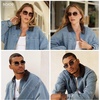 image:imageSOJOS Trendy Rectangle Polarized Sunglasses for Women MenRetro Square Shades Chic Sun Glasses SJ1291Rose Goldgreen RimGreen Lenses