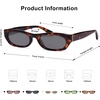image:imageSOJOS Trendy Small Rectangle Polarized Sunglasses for Women Men Retro Y2K Narrow Thin Skinny Sunnies SJ2363Brown TortoiseGrey